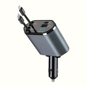 Cargador de auto retráctil 4 en 1 con cable retráctil